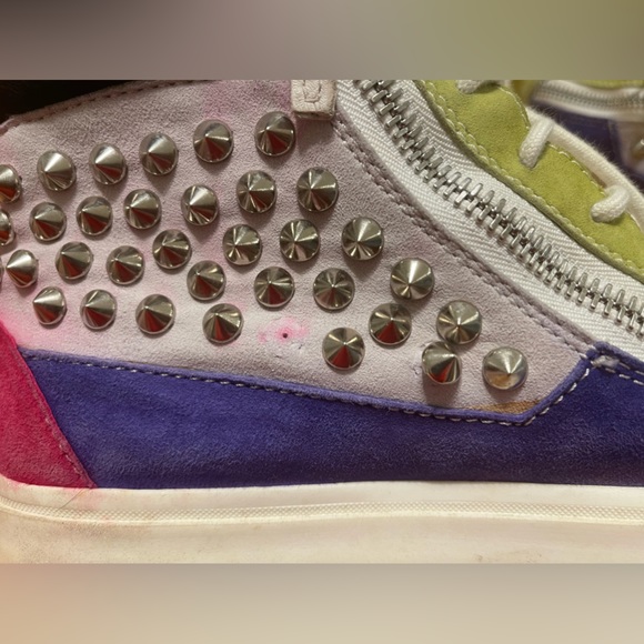 Giuseppe Zanotti Multicolor Suede Sneakers w/ Spikes - Picture 4 of 6